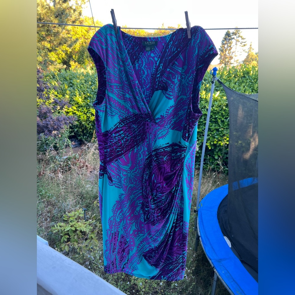 Ralph Lauren Teal and Purple Patterned Dress